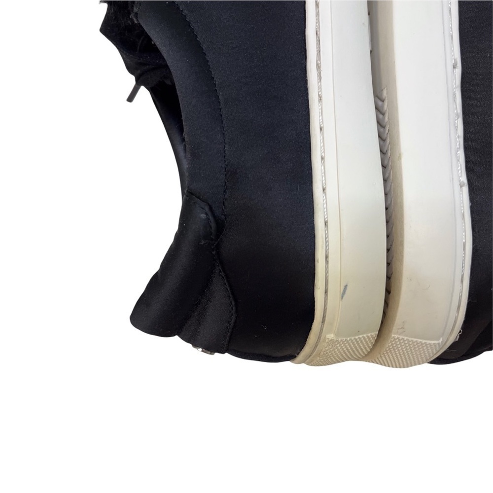 J/Slides NYC Alpha Satin Pom Poms Sneaker Black Lace Up Size 8.5 Platform - Picture 10 of 11